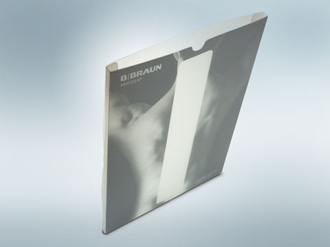 Frosted clear polypropylene sleeve 10mm capacity with thumb cuts. Printed in silver