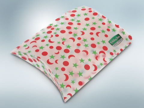 500micron frosted clear pillow packaging.
 Screened 2 colours