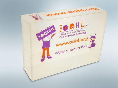 50mm capacity frosted clear polypropylene box box full flap with tuck lockfastener screen printed